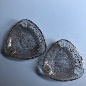 Vintage Mid-Century Hazel Atlas Gold White  "Spaghetti" Glass  Ashtrays, Pair